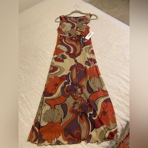 Weston Wear tank dress from Anthropologie. Green w/ red florals. Has red liner.